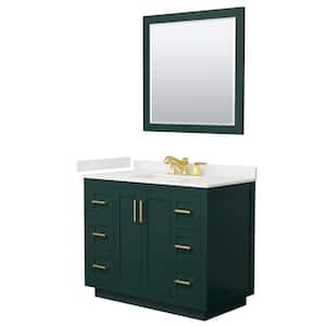 Miranda 42 in. W x 22 in. D x 33.75 in. H Single Bath Vanity in Green with White Quart Top and 34 in. Mirror