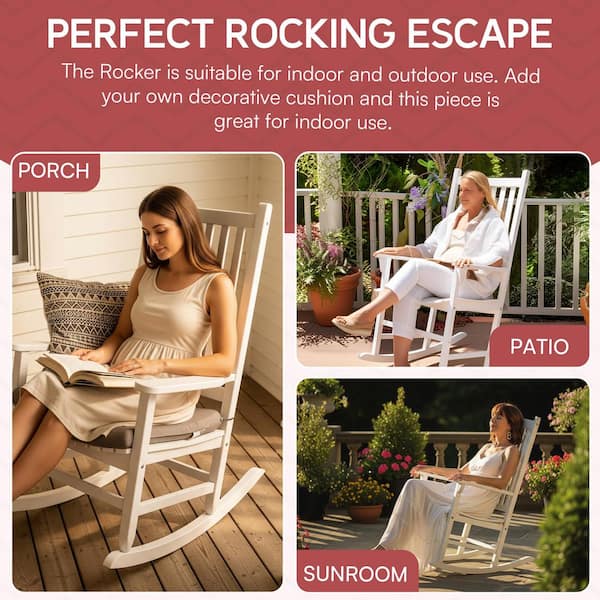 northbeam White Acacia Wood Outdoor Rocking Chair MPG-PT-41110WP