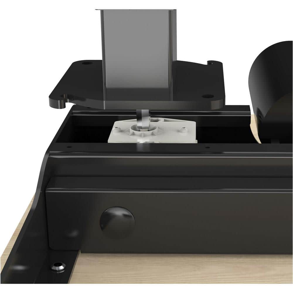 Medium Brown Adjustable Height Standing Desk with Black Metal Frame