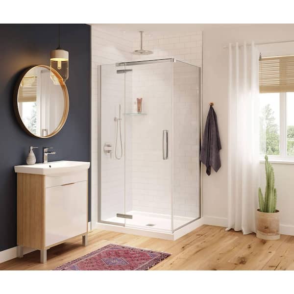 MAAX Hana 42 in. x 34 in. x 75 in. Frameless Rectangular Pivot Shower Door in Chrome