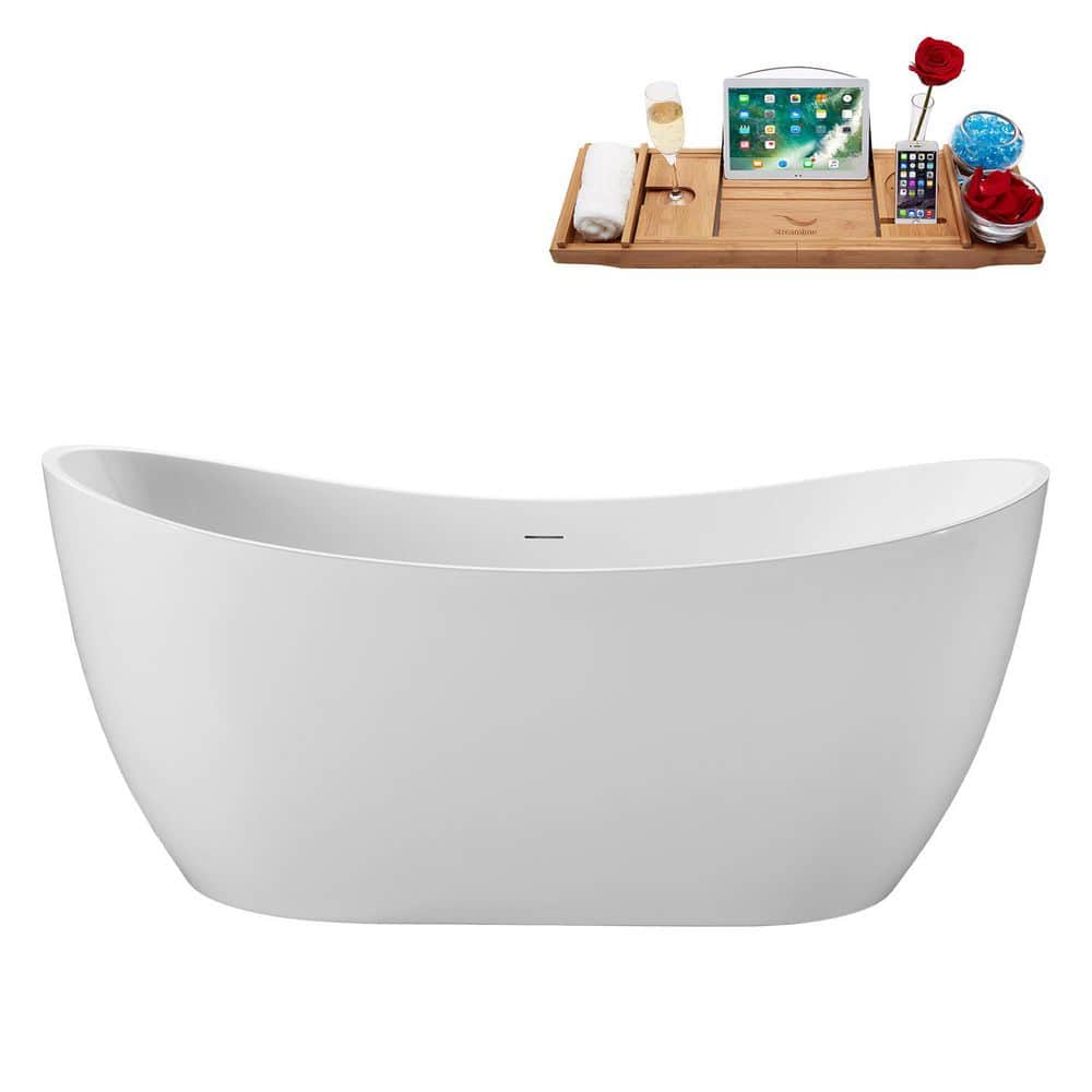 51 in. x 28 in. Acrylic Freestanding Soaking Bathtub in Glossy White With Brushed Nickel Drain price history on PriceWatchPro
