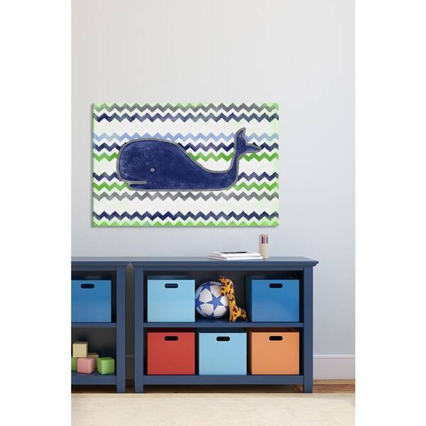 Unbranded 16 in. H x 24 in. W "Navy Whale" by Reesa Qualia Printed Canvas Wall Art