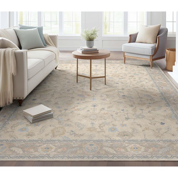 Ushak Mardin Updated Traditional Boho Cream 9 ft. 10 in. x 13 ft. Area Rug