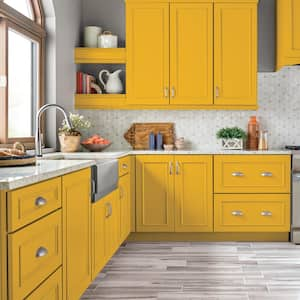 1 gal. #P290-7 Laser Lemon Satin Enamel Interior/Exterior Cabinet, Door & Trim Paint