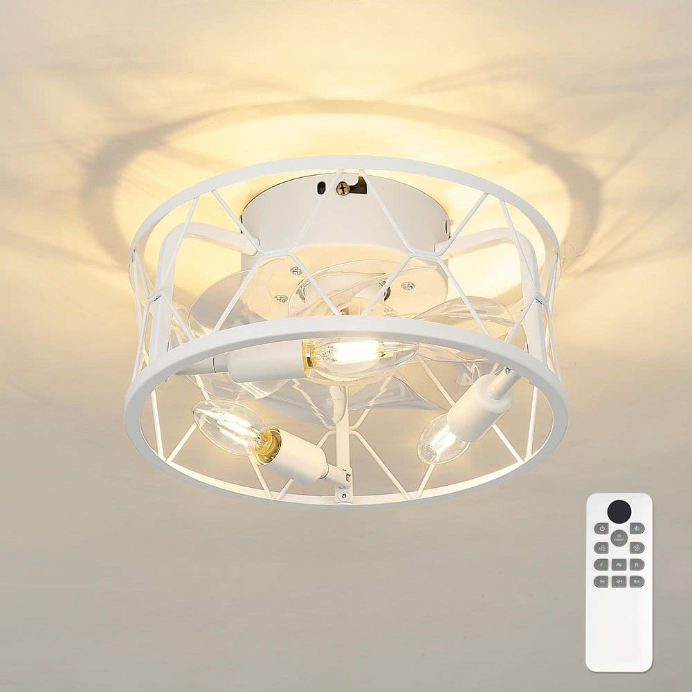 12 in. Indoor White 100-240 V Low Profile Mini Cage Ceiling Fan with Light price history on PriceWatchPro