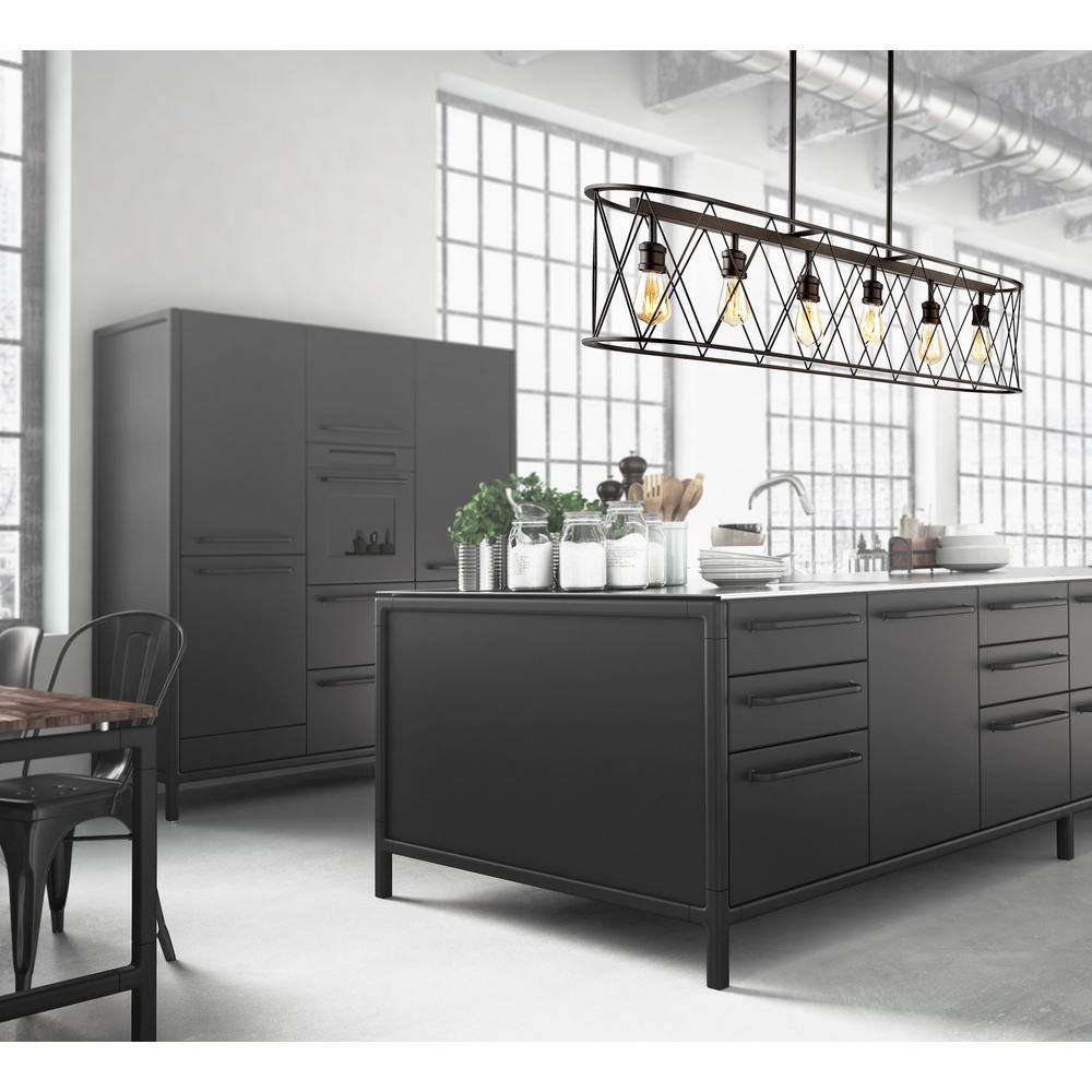 Marion 37.75" Oil-Rubbed Bronze Farmhouse LED Pendant