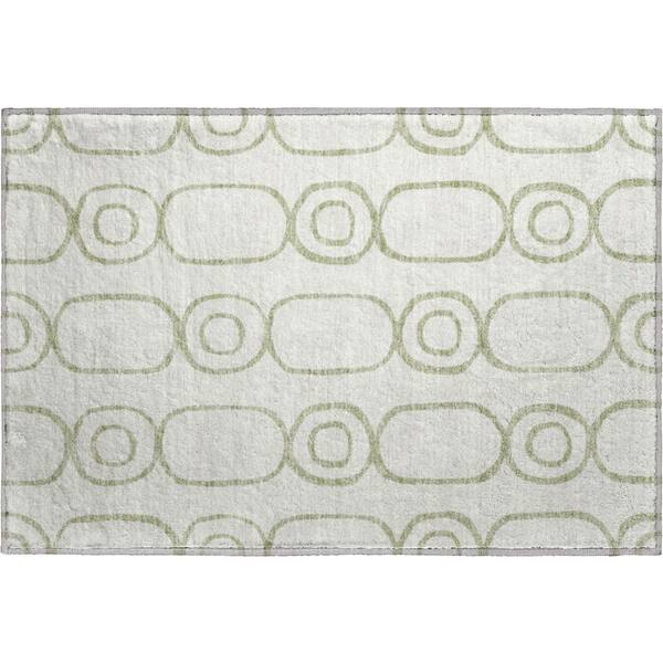Mayfield Premium Machine Washable Abstract AMF2344 Aloe 3 ft. x 4 ft. Area Rug