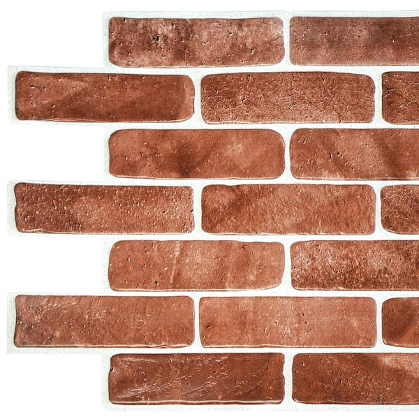 Dundee Deco 3D Falkirk Retro 1/100 in. x 40 in. x 19 in. Vintage Brown Faux Brick PVC Decorative Wall Paneling (10-Pack)
