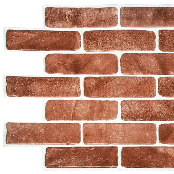 Dundee Deco 3D Falkirk Retro 1/100 in. x 40 in. x 19 in. Vintage Brown Faux Brick PVC Decorative Wall Paneling (5-Pack)