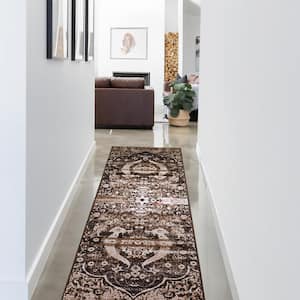 Oswell Chocolate 2 ft. 7 in. x 8 ft. Bohemian Medallion Nylon Area Rug