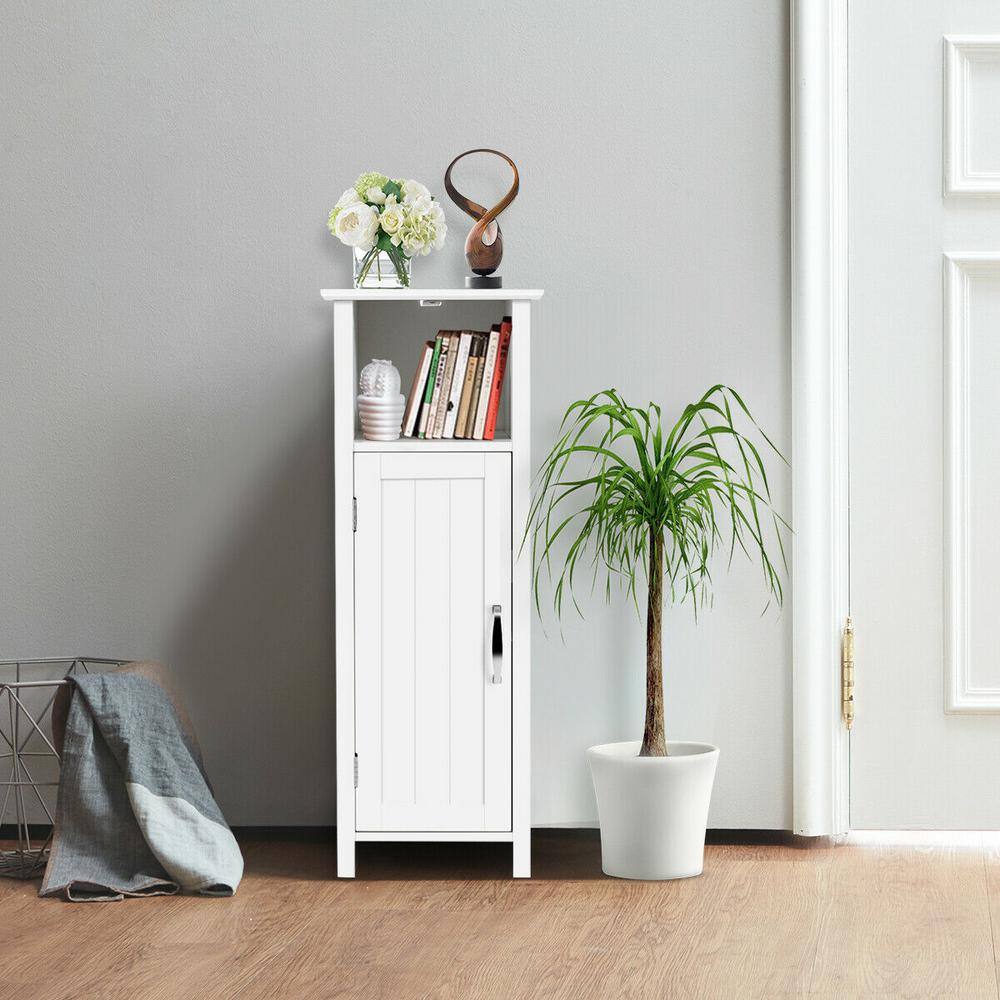 White MDF Freestanding Cabinet with Adjustable Shelf
