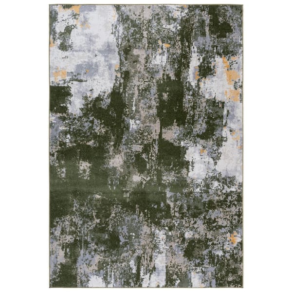 Bayside 9 ft. x 12 ft. Green/Gray Rustic Marble Area Rug