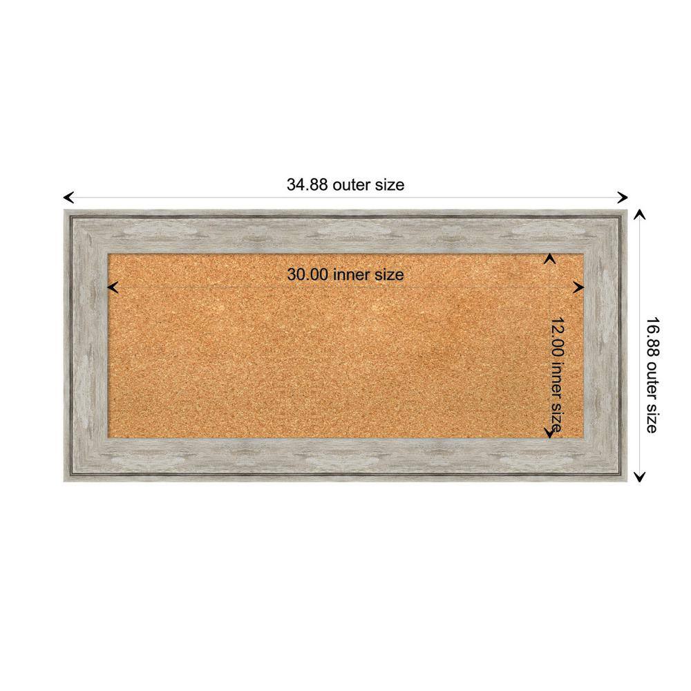 Natural Cork Board with Crackled Metallic Frame, 35" x 17"