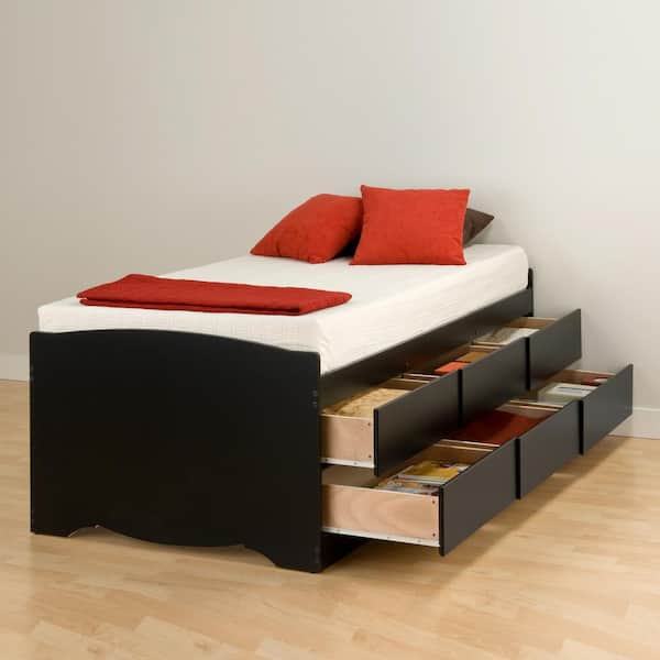 Prepac Sonoma Black Twin Platform Storage Bed with Drawers 