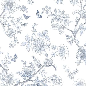 Butterfly Toile Vinyl Roll Wallpaper (Covers 55 sq. ft.)