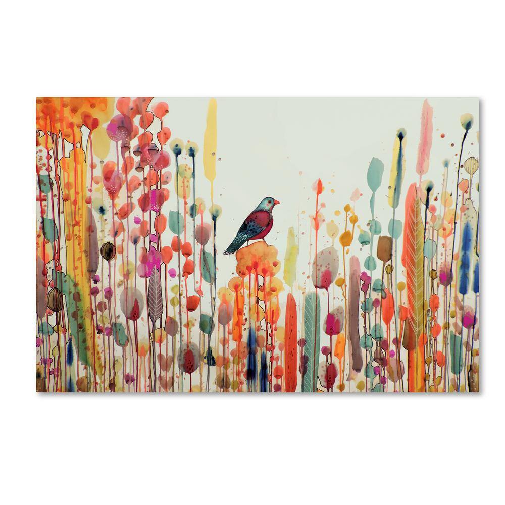 Large Multicolor Abstract Canvas Print with Bird Design