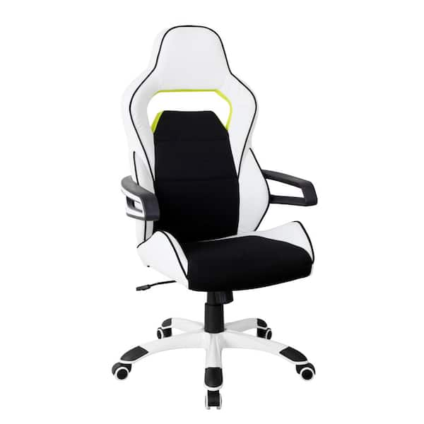 white fabric gaming chair