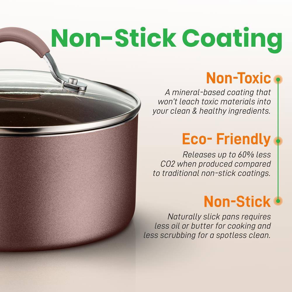 14-Piece Brown Non-Stick Aluminum Cookware Set
