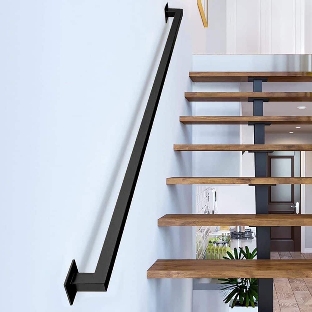66 in. H x 2.36 in. W Black Iron Stair Handrail, 500 lbs. Load Capacity, Non-Slip, Wall Mount, Stair Railing Kit price history on PriceWatchPro