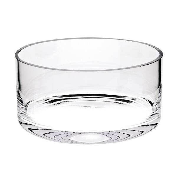 Badash Crystal Manhattan 10 in. Clear European Mouth Blown Lead Free Crystal Cylinder Bowl