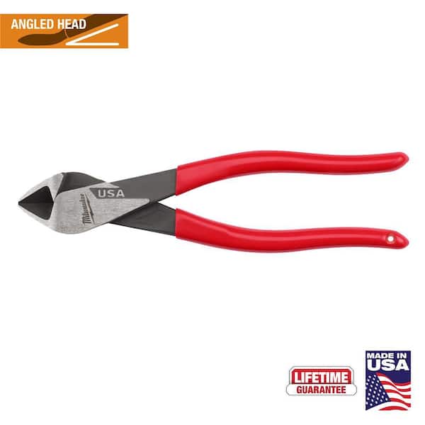 8 in. Angled Head Diagonal Cutting Pliers with Dipped Grip