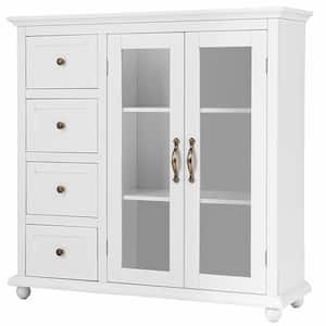 White Buffet Sideboard Table Kitchen Storage Cabinet with Drawers and Doors
