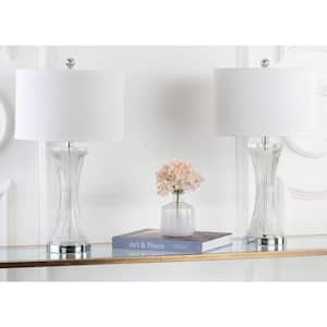 Zelda 25 in. Glassl Hourglass Pillar Table Lamp with White Shade (Set of 2)