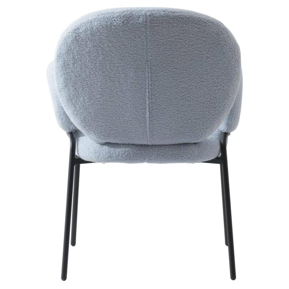 Celestial Blue Boucle Upholstered Arm Chair with Black Metal Frame