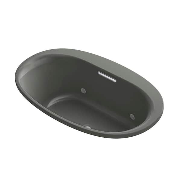 KOHLER Underscore 5 ft. Acrylic Oval Drop-in VibrAcoustic Bathtub with Chromatherapy in Thunder Grey