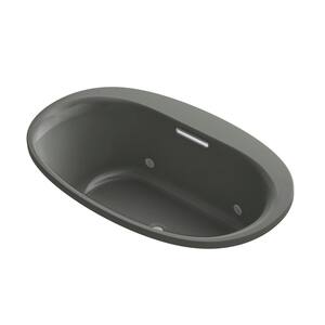 Underscore 60 in. W. x 35.75 in. Oval Combination Bathtub with Center Drain in Thunder Grey