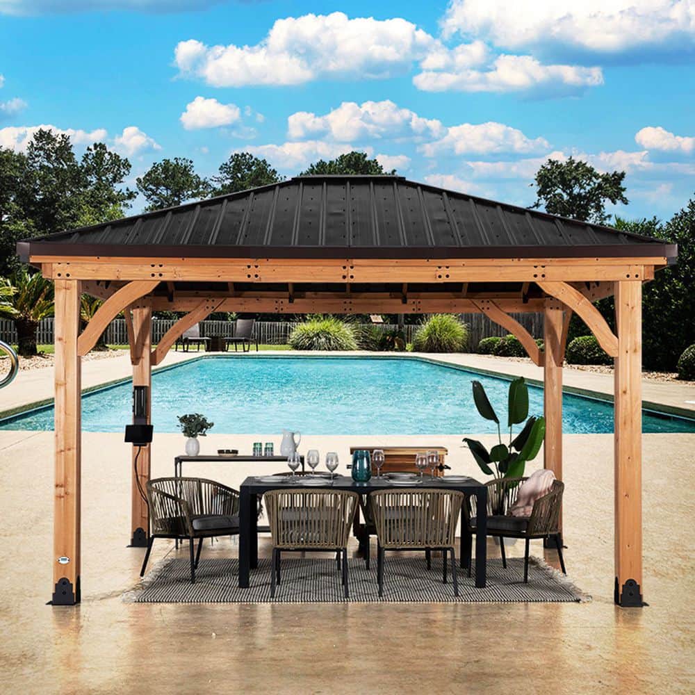 Barrington Cedar and Steel 14x12 Outdoor Gazebo