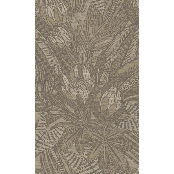 Walls Republic Beige Bold Leaves and Protea Flowers Tropical-Shelf Liner Non-Woven Non-Pasted Wallpaper (57 sq. ft.) Double Roll