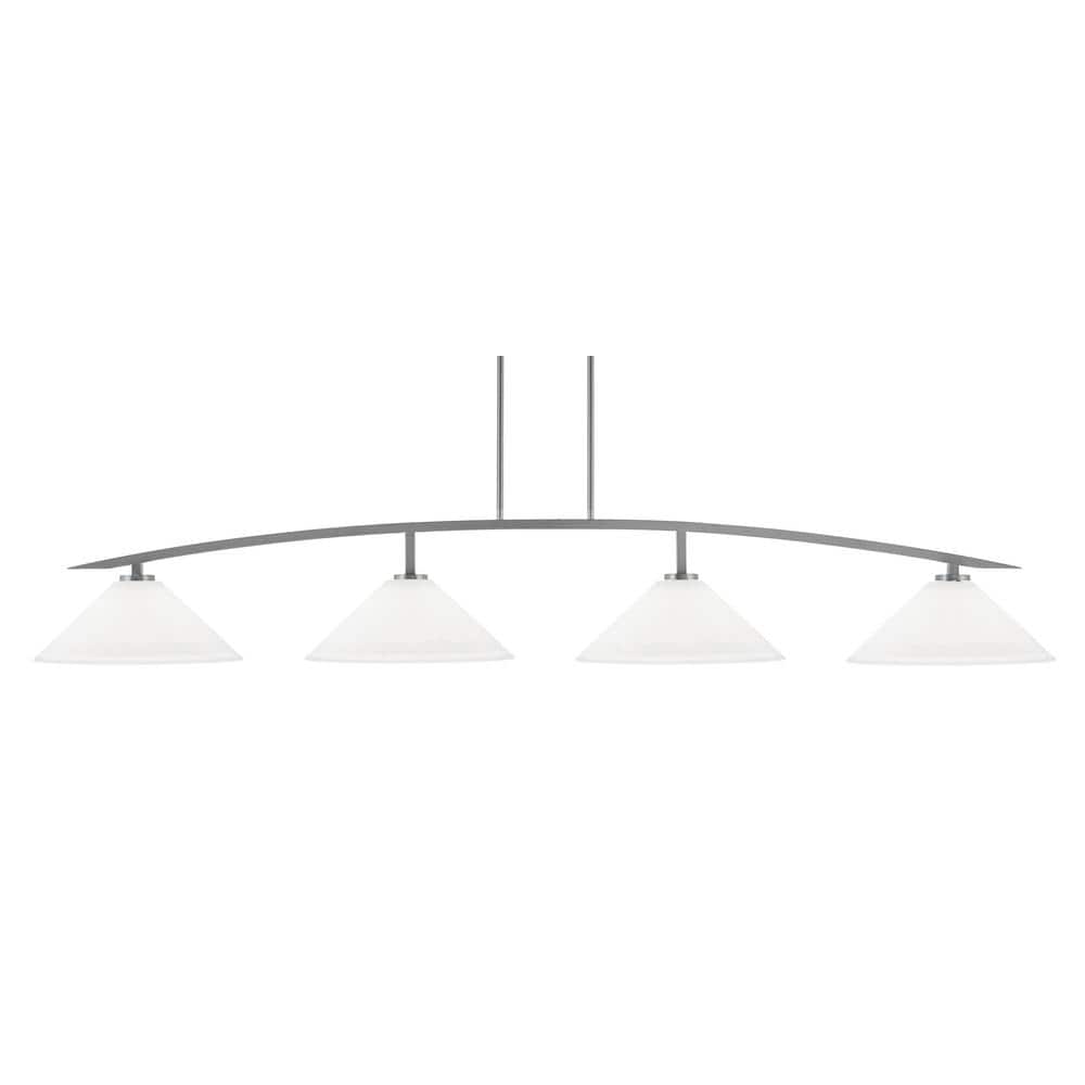 Siena 4-Light Graphite Billiard Light with 16 in. White Muslin Glass Shades