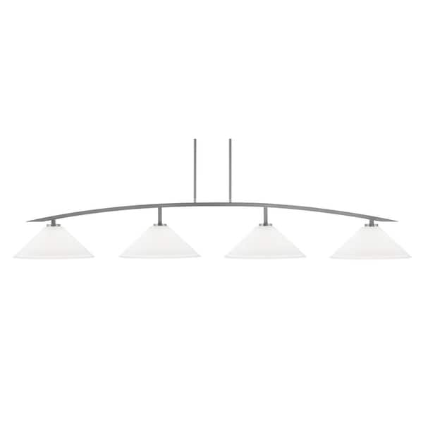 Unbranded Siena 4-Light Graphite Billiard Light with 16 in. White Muslin Glass Shades, no bulbs included