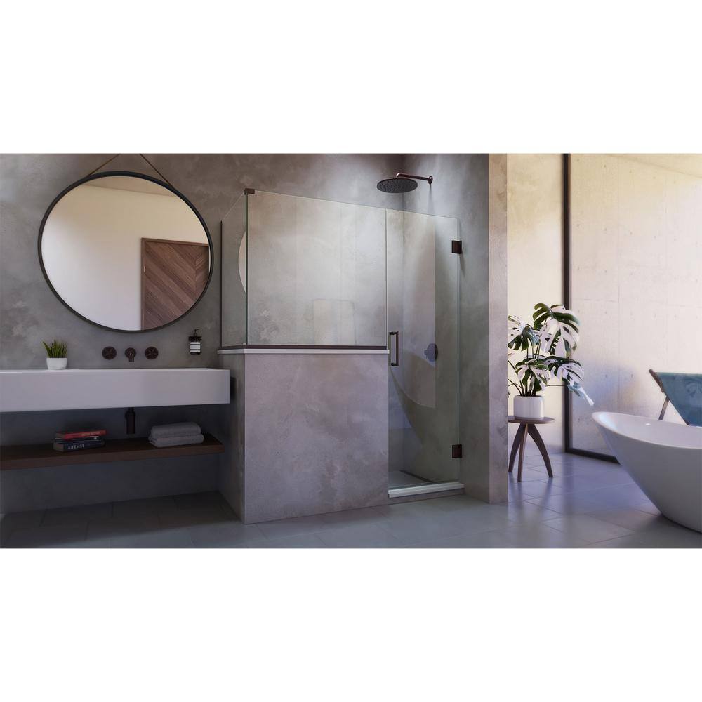 Unidoor Plus 60" Frameless Hinged Shower Enclosure with Clear Glass