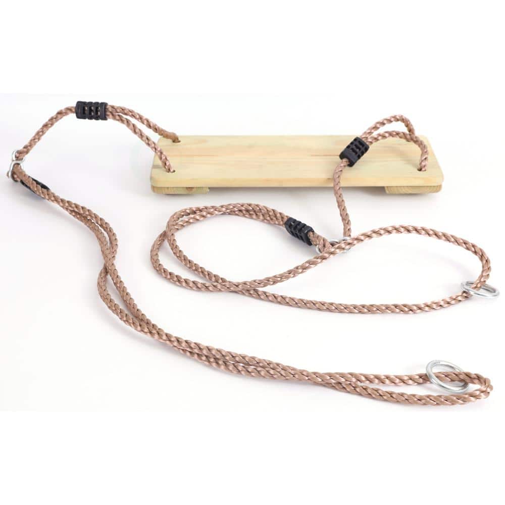 Natural Wood Outdoor Tree Swing with Adjustable Ropes