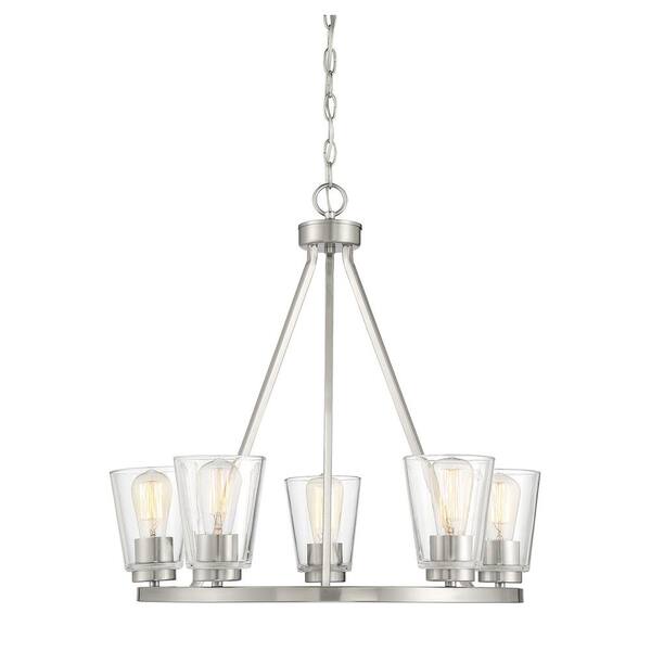 Savoy House Calhoun 25 in. W x 23 in. H 5-Light Satin Nickel Chandelier ...