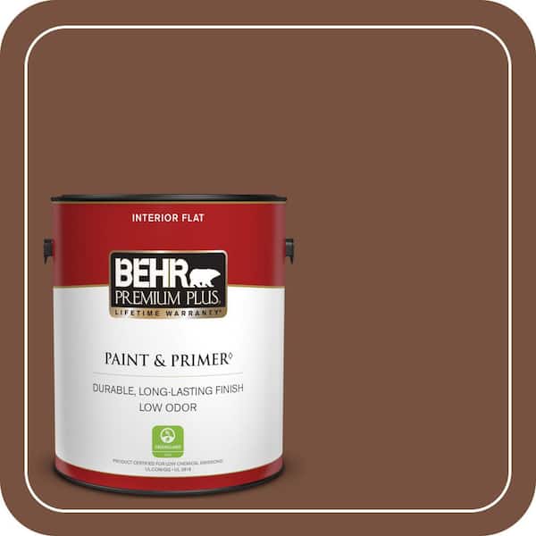 BEHR PREMIUM PLUS 1 gal. #240F-7 Root Beer Flat Low Odor Interior Paint & Primer