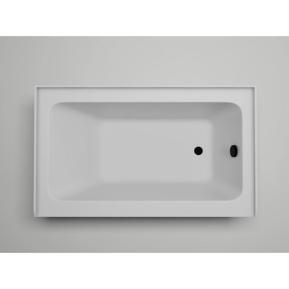 White Acrylic Alcove Soaking Bathtub with Right Drain