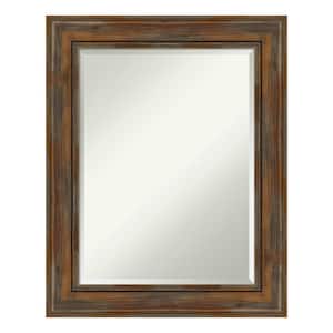 Alexandria Rustic Brown 24 in. x 30 in. Beveled Rectangle Wood Framed Bathroom Wall Mirror in Brown