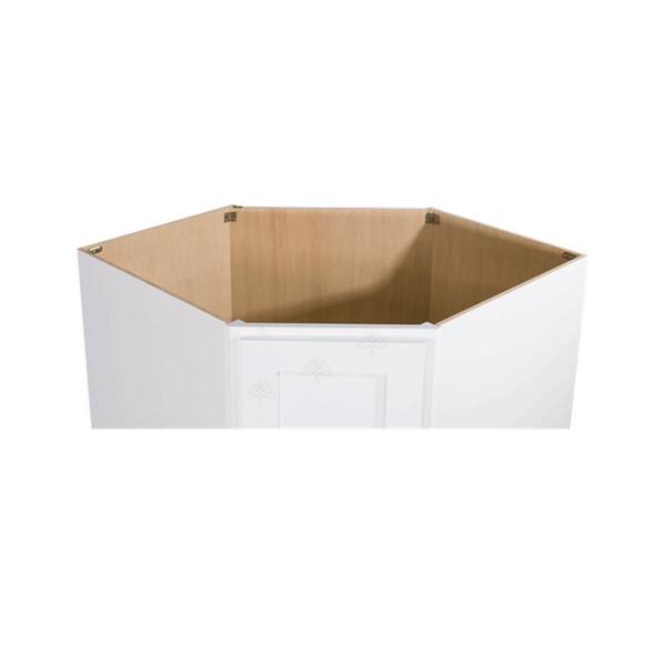 LIFEART CABINETRY Lancaster White Plywood Shaker Stock Assembled Base Diagonal Kitchen Cabinet 36 in. W x 34.5 in. H x 24 in. D