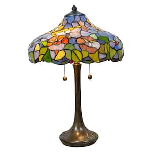 24.5 in. Tall Madrina Antique Bronze Finish Handmade Genuine Stained Glass Shade Table Lamp