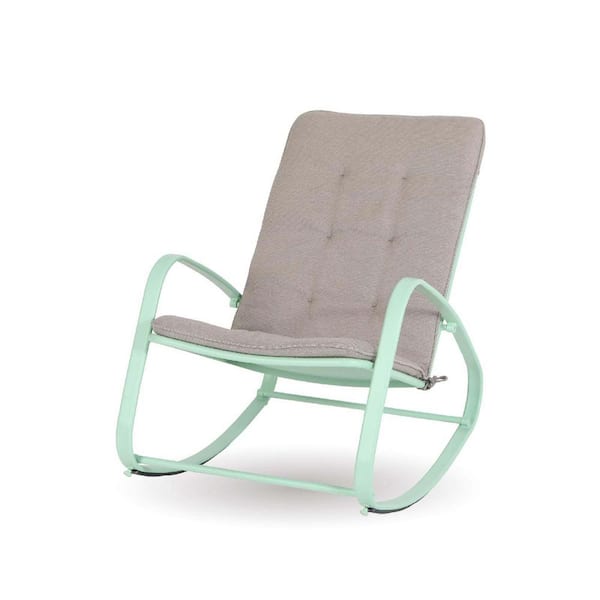 cenadinz Metal Outdoor Rocking Chair with gray Cushion