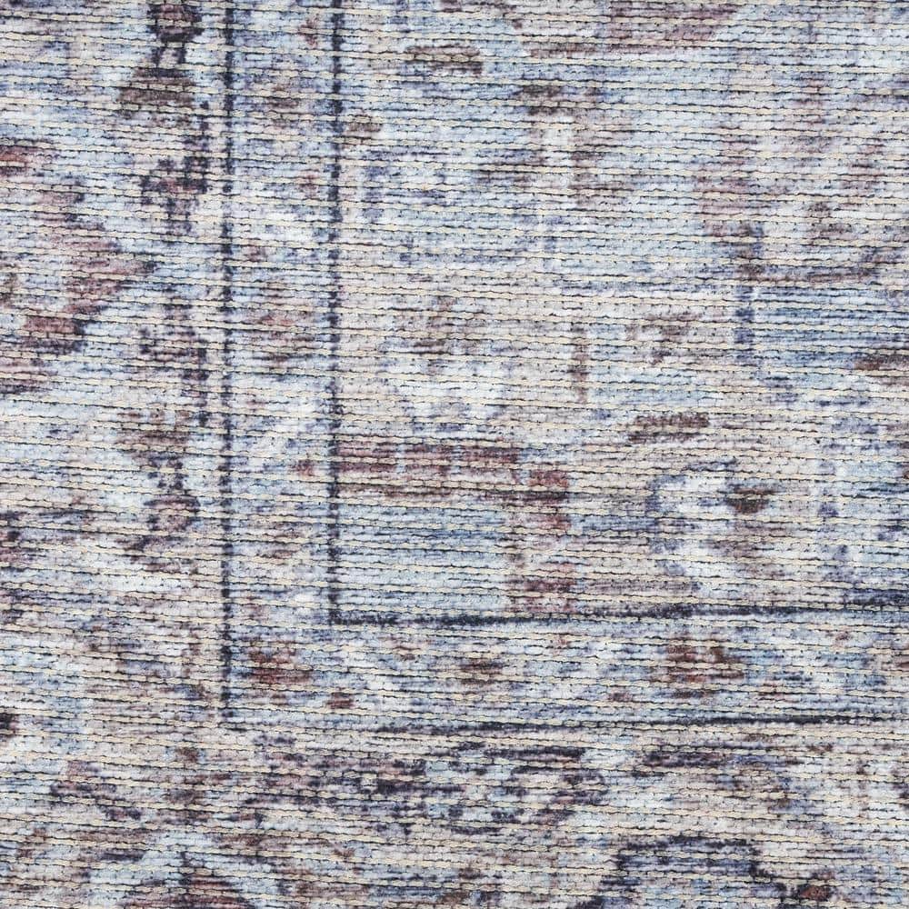 Ivory Beige Floral Cotton Chenille Rectangular 4' x 6' Rug