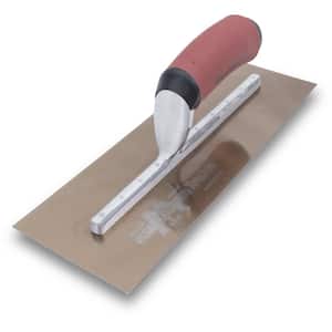 13 in. x 5 in. Curved Durasoft Handle Golden Stainless Steel Finishing Trowel