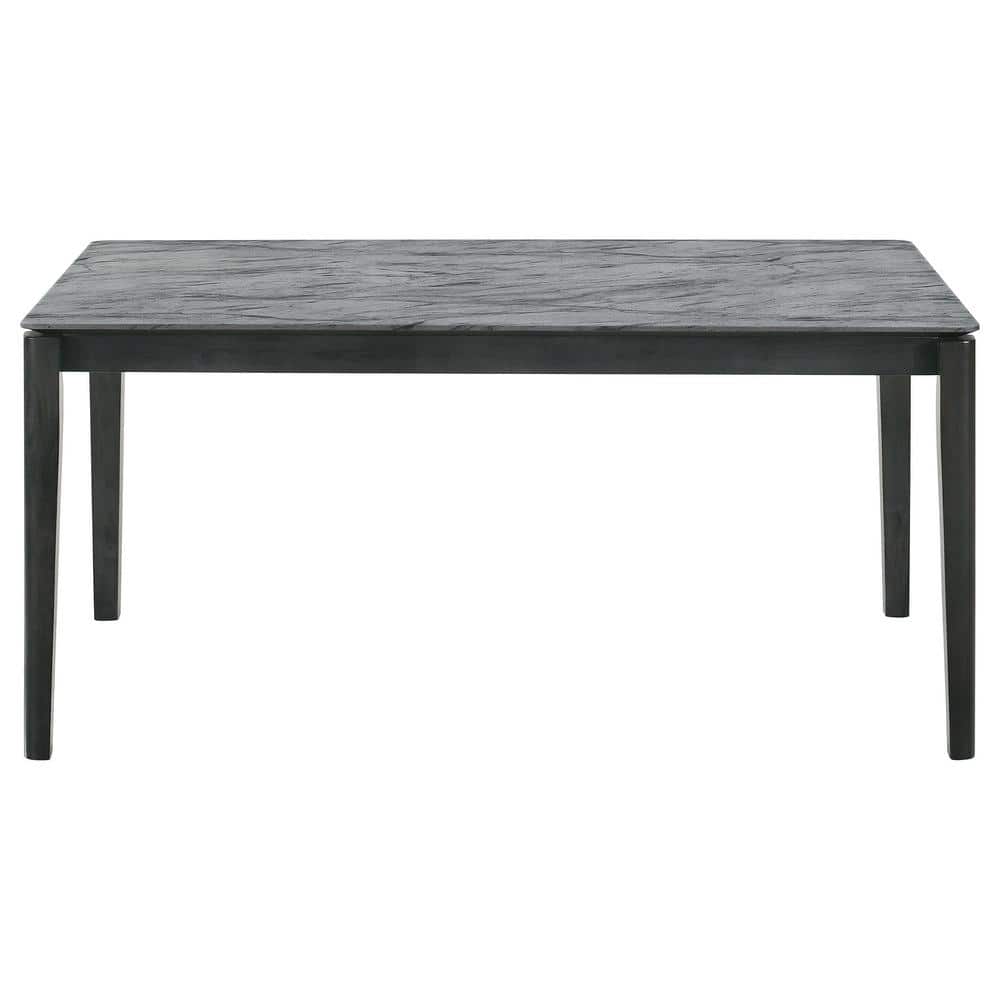 Gray Faux Marble Top 5-Piece Dining Set with Padded Chairs