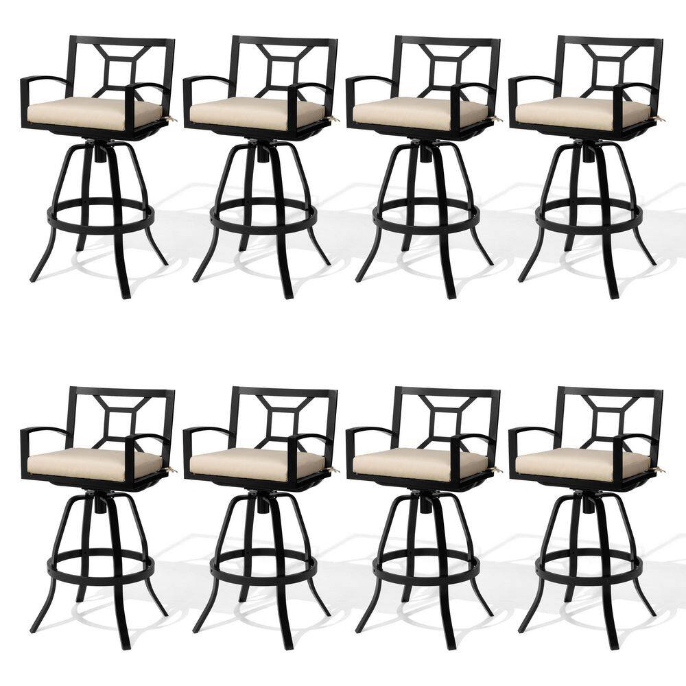 Swivel Aluminum Outdoor Bar Stool with Sunbrella Canvas Antique Beige Cushion (8-Pack) price history on PriceWatchPro