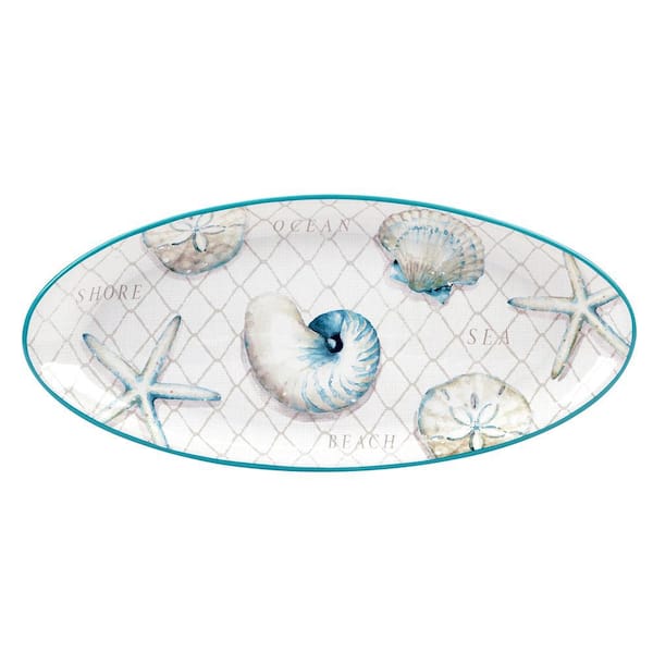 Certified International Ocean View 9.75 in. Multi-Colored Earthenware Oval Fish Platter