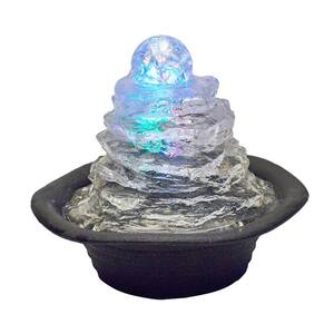 7.5 in. Rock Climb Ice Table Fountain with Multi-Lights