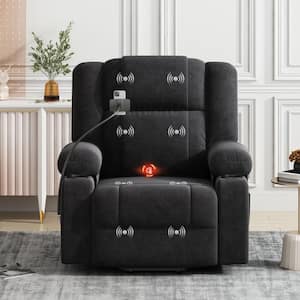 Black Chenille Electric Recliner Chair with with Massage and Heating Functions